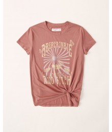 Abercrombie Light Red Knot Front Graphic Logo Tee